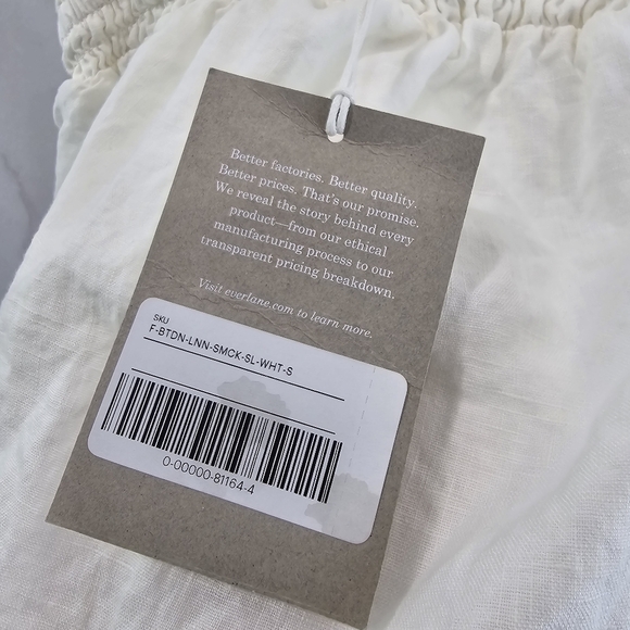 Everlane Tank Top Womens Small Linen Smocked Crop Picnic Shirt - Picture 4 of 12